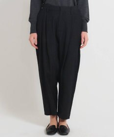 muuc 〈軽やかな尾州産リネンウール〉スラックスパンツ  　ロングシーズン 秋冬春 後ろウエストゴム有り ゆったりシルエット セットアップ可能  裏地有り