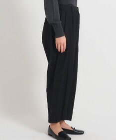 muuc 〈軽やかな尾州産リネンウール〉スラックスパンツ  　ロングシーズン 秋冬春 後ろウエストゴム有り ゆったりシルエット セットアップ可能  裏地有り