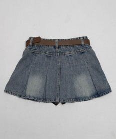 WEGO ベルト付きウォッシュドデニムミニスカパン