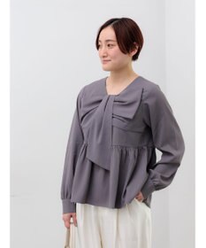 Te chichi リボンディテールペプラムブラウス