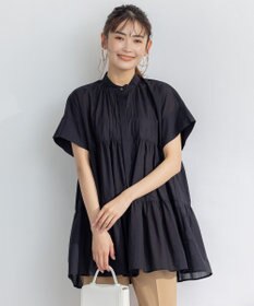 組曲 【洗える】ナチュラルローンギャザーフレア ブラウス