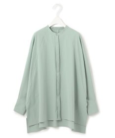 ICB 【洗える】ヴィンテージスパンブロード  バンドカラー長袖ブラウス