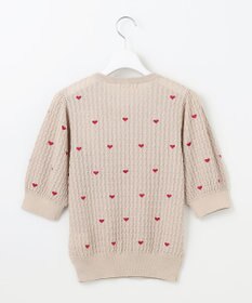 Feroux 【洗える】ハーフスリーブ ハート刺繍 ニット
