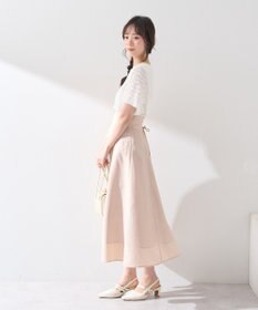 earth music&ecology シアーバックレースアップフレアスカート