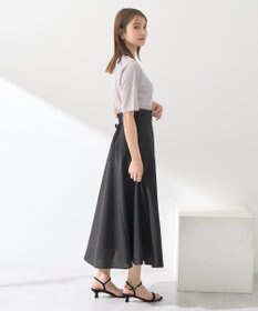 earth music&ecology シアーバックレースアップフレアスカート