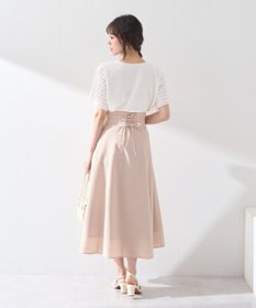 earth music&ecology シアーバックレースアップフレアスカート