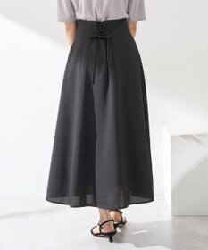 earth music&ecology シアーバックレースアップフレアスカート