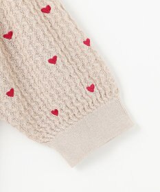 Feroux 【洗える】ハーフスリーブ ハート刺繍 ニット