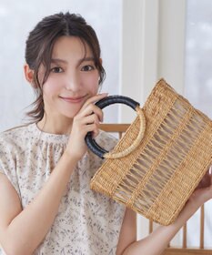 Tiaclasse 透かし編みのシーグラス ラウンドハンドルバッグ
