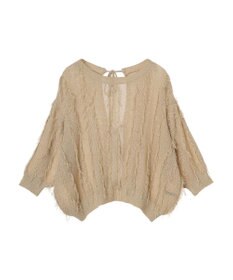 YECCA VECCA 2wayフリンジリボンニット