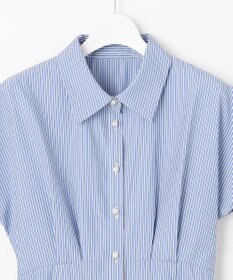 Feroux 【洗える】パールボタンストライプ シャツワンピース