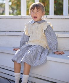 ANY KIDS ハート ケーブル ニット ベスト