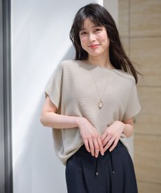 ANY 【洗濯機可/アンチピリング/UVカット】アクリルガーターフレンチスリーブニット