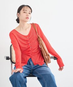 earth music&ecology シアーワッフルタックボタントップス