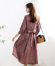 Tiaclasse L 【新色追加・洗える】バックリボン前開きワンピース