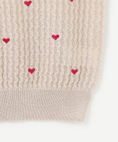 Feroux 【洗える】ハーフスリーブ ハート刺繍 ニット