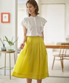 組曲 【UVケア】プレーティング天竺 パールボタンブラウス