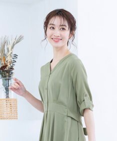 Tiaclasse L 【新色追加・洗える】バックリボン前開きワンピース