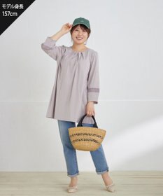 Tiaclasse L ランタンパフ袖カットソー切替チュニック