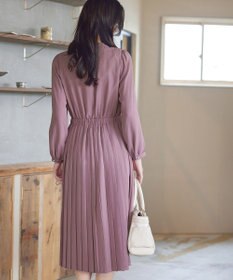 Tiaclasse 【新色追加・洗える】パールボタンプリーツワンピース