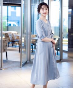 Tiaclasse L 【新色追加・洗える】バックリボン前開きワンピース