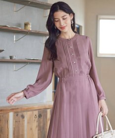 Tiaclasse 【新色追加・洗える】パールボタンプリーツワンピース