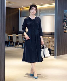 Tiaclasse L 【新色追加・洗える】バックリボン前開きワンピース