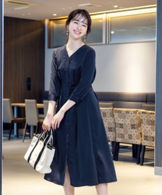 Tiaclasse L 【新色追加・洗える】バックリボン前開きワンピース