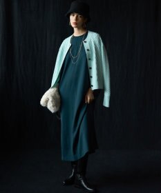 23区 L 【洗える】メリノウールサテン ワンピース