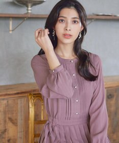 Tiaclasse 【新色追加・洗える】パールボタンプリーツワンピース