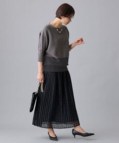 自由区 【WEB限定・洗える】コットンストレッチホールガーメントドルマン ニット