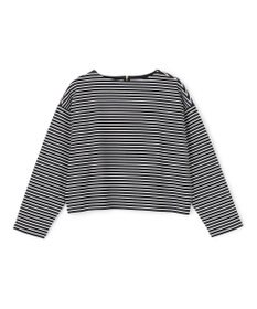 UNFILO ドライタッチリブ バックZIP ボーダートップス ネイビー×オフ