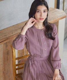 Tiaclasse 【新色追加・洗える】パールボタンプリーツワンピース