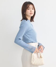 earth music&ecology シアースリーブリブハイネックプルオーバー