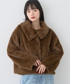 earth music&ecology ファーショートブルゾン