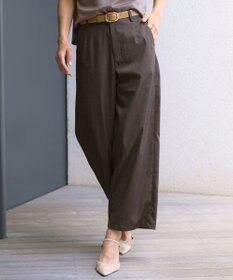 J.PRESS LADIES L ソフトシャンブレー ストレートパンツ ダークブラウン系