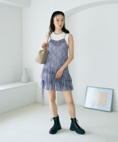 earth music&ecology フロントリボンチェックミニキャミワンピース