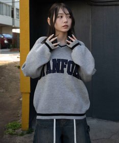 WEGO VネックグラフィックニットBIGプルオーバー