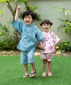 MIKI HOUSE HOT BISCUITS 【ミキハウス】【80-150cm】 アジサイ柄甚平スーツ