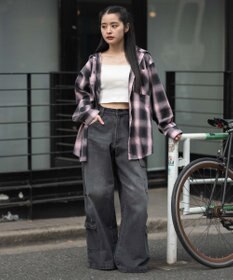 WEGO フードチェックシャツ
