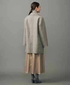 自由区 L 【17号サイズまで展開・カタログ掲載】ウールリバーチェック柄ダブルブレスト コート