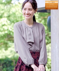 Tiaclasse 【洗える・スマート裏起毛】ジョーゼットフリルブラウス