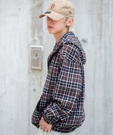 WEGO 【ユニセックス着用ITEM/MLサイズ展開】チェックグラフィックZIPパーカー（LS）