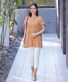 Tiaclasse 【洗える】バンドカラーティアードシャツチュニックブラウス