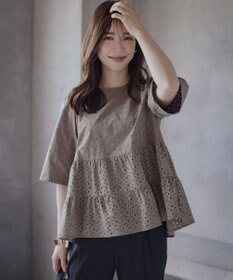 組曲 【新色追加】エンブロイダリーレースフリル ブラウス