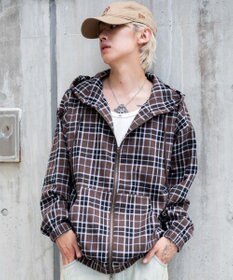 WEGO 【ユニセックス着用ITEM/MLサイズ展開】チェックグラフィックZIPパーカー（LS）