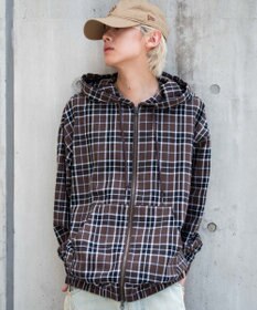 WEGO 【ユニセックス着用ITEM/MLサイズ展開】チェックグラフィックZIPパーカー（LS）