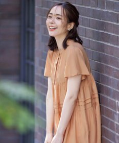 Tiaclasse 【洗える】バンドカラーティアードシャツチュニックブラウス