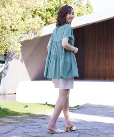 Tiaclasse 【洗える】バンドカラーティアードシャツチュニックブラウス