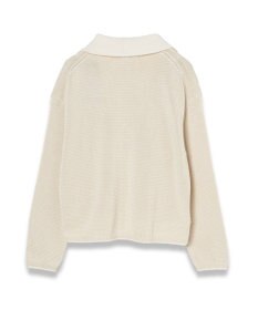 JOSEPH 【洗える】マイクロストライプ　ポロカラーニット